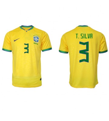 Maillot de foot Brésil Thiago Silva #3 Domicile Monde 2022 Manches Courte